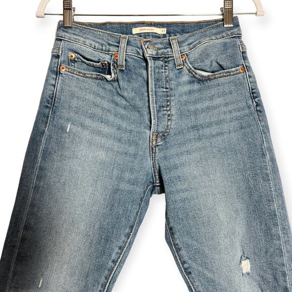 Levi's Wedgie Skinny High Rise Jeans SIZE 27 x 27 Distressed Blue Stretch - Picture 7 of 10